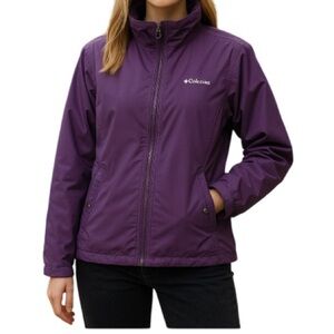 COLUMBIA OmniShield Fitted Ski Jacket Purple Fleece Lined Lightweight Pockets M
